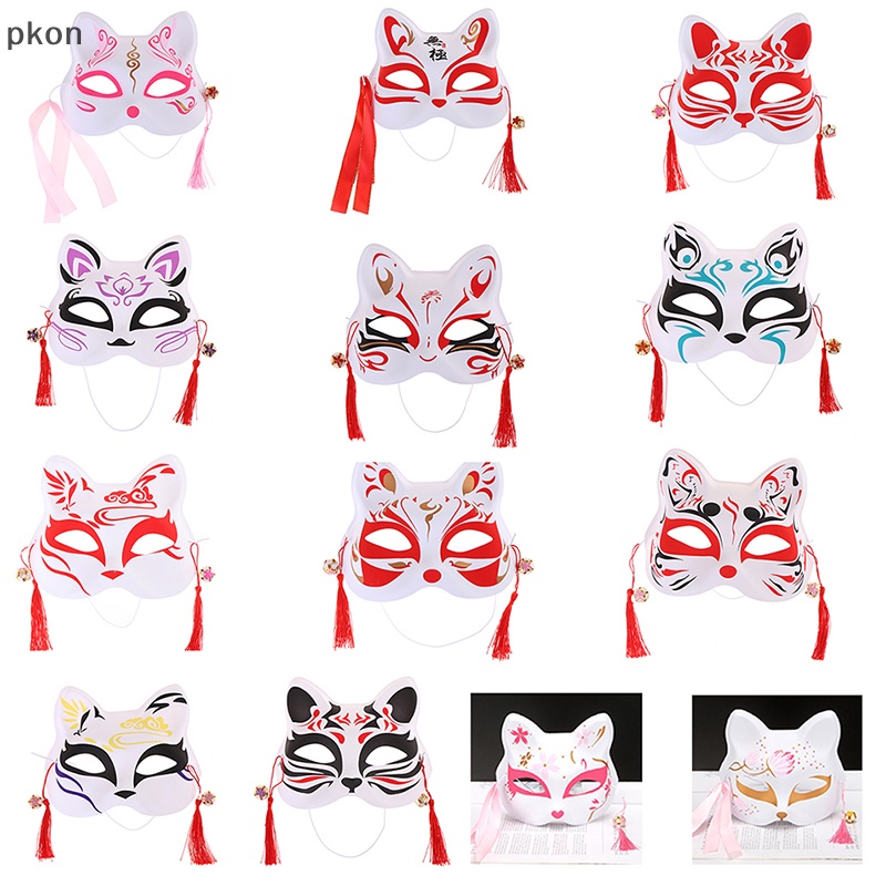 [Pkon] 1 mặt nạ Anime cáo mặt nạ mèo nửa mặt lễ hội hóa trang đạo cụ Cosplay Tiệc Tùng VN
