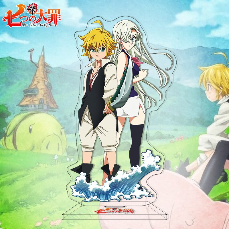 Mô hình Standee Anime The Seven Deadly Sins Thất hình đại tội Meliodas Elizabeth Diane Ban Gowther Phụ kiện trang trí