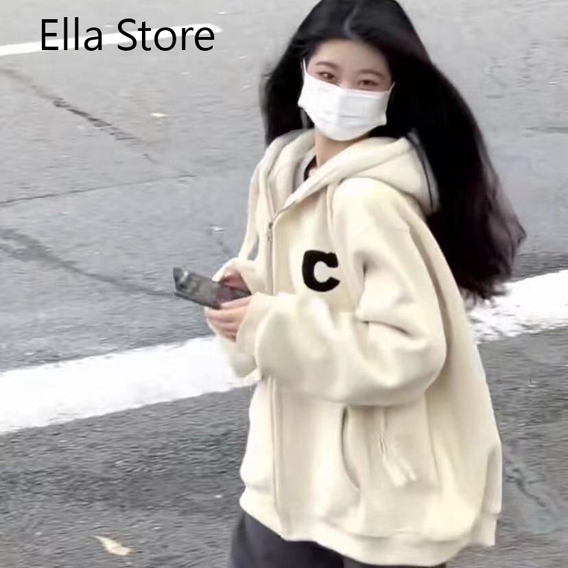 Ella Store Áo Khoác hoodie áo khoác nữ zip hoodie Độc đáo casual comfortable Chất lượng cao WJK2390PMB38Z230919
