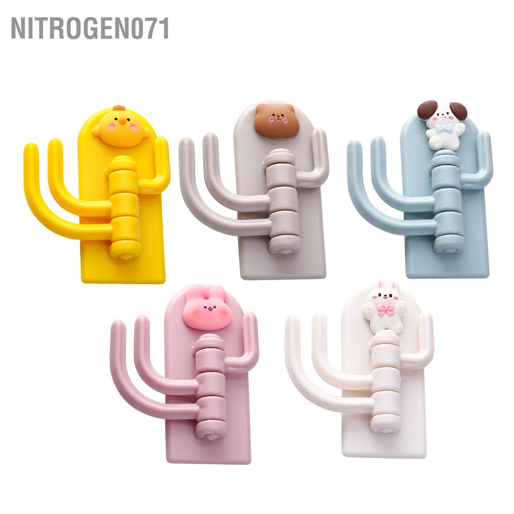 Nitrogen071 Móc treo tự dính Đấm xoay miễn phí 3 móc tường hình động vật dễ thương cho chìa khóa