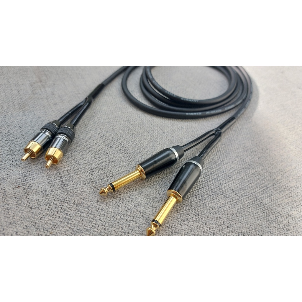 Dây tín hiệu 2 đầu jack 6ly  sang 2 đầu AV hoa sen dài 1M/2M/3M - Dây Sommer chuyển từ 2 jack 6 ly ra 2 đầu AV