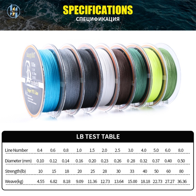 Zhin Cuộn Dây Câu Cá pe Bện 4 Sợi 100m / 109yds 10lb-80lb Siêu Chắc Chắn