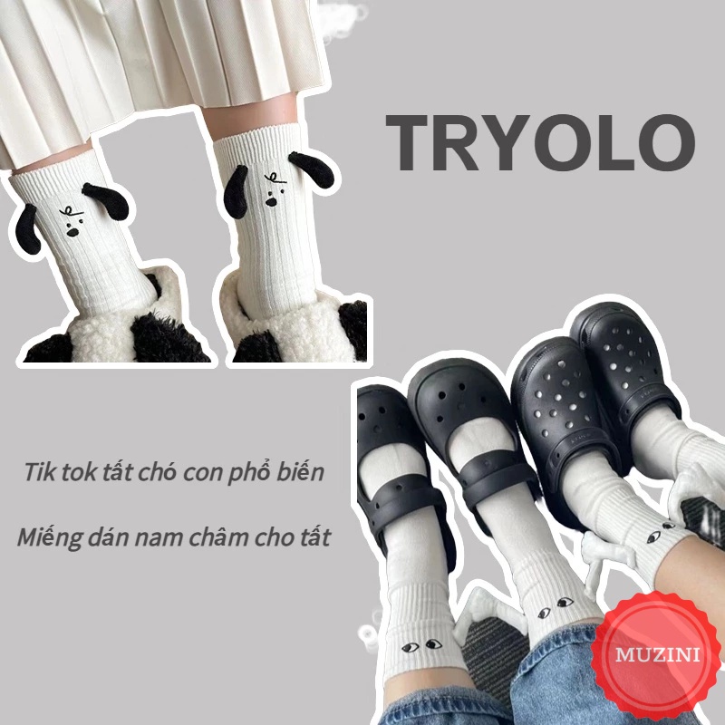 Vớ Cổ Vừa Tất Nam Nữ CÓ NAM CHÂM Siêu Hot Hình Búp Bê Ba Chiều Màu Trắng Đen Cá Tính Cho Nam Và Nữ Muzini TN02