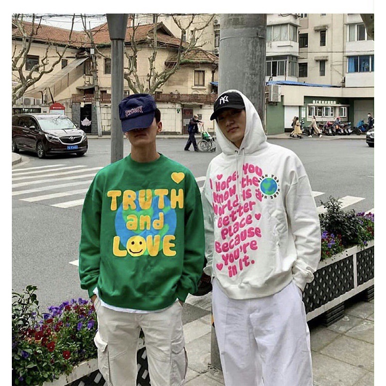 AZQR spot Korean style niche fashion NOKO smiley face foam letter printing round neck men's and women's autumn Terry sweater