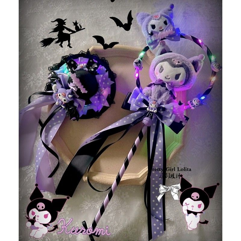 Phụ Kiện Tóc Hóa Trang halloween kuromi Màu Tím Đen Cho Bé Gái