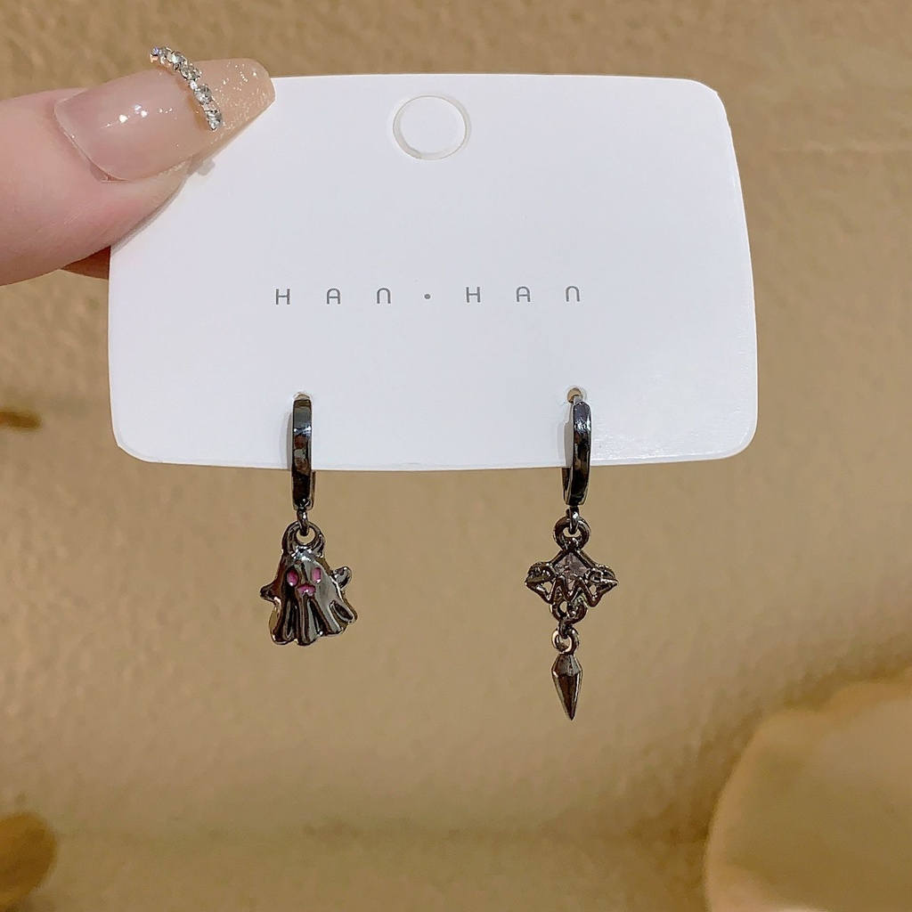 Bông Tai Hình Ma Màu Đen Phong Cách halloween Thời Trang Mùa Đông 2023