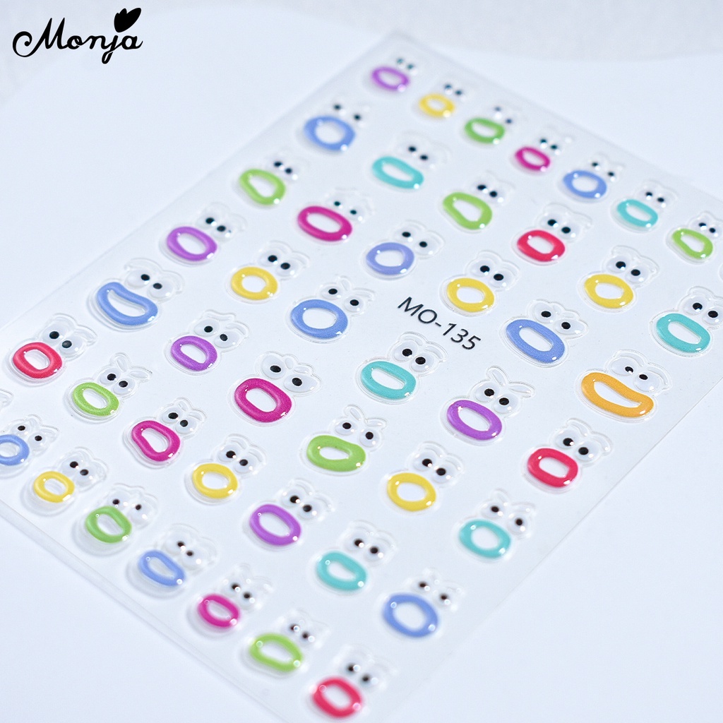 Monja Miếng Dán Trang Trí Móng Tay 3d Hình Quái Vật Hoạt Hình Xinh Xắn