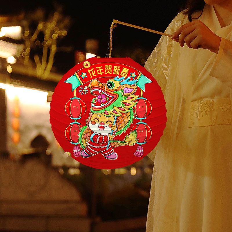 Lồng Đèn Giấy Hình Rồng Đỏ Không Thấm Nước Trang Trí Năm Mới