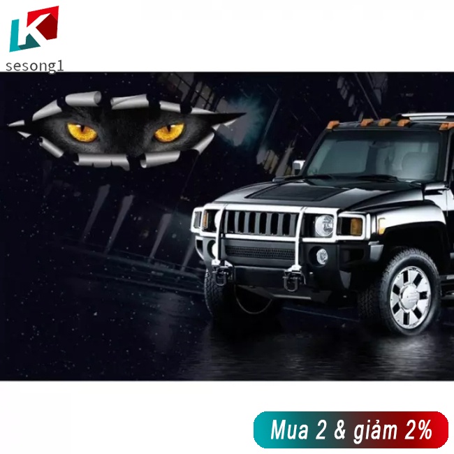 Sticker Dán Xe Hơi Hình Đôi Mắt Mèo 3d Chống Thấm Nước
