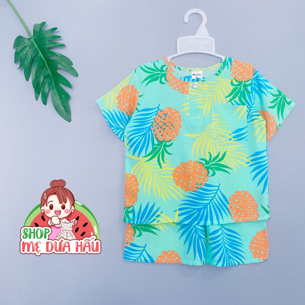 Bộ tole lanh quần đùi tay ngắn bé trai, shop mẹ dưa hấu 10-45kg