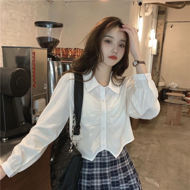 Áo Sơ Mi POLO Tay Dài Cổ Bẻ Dáng Ôm Phong Cách Hàn Quốc Thời Trang Cho Nữ áo kiểu nữ NZ-CS-74