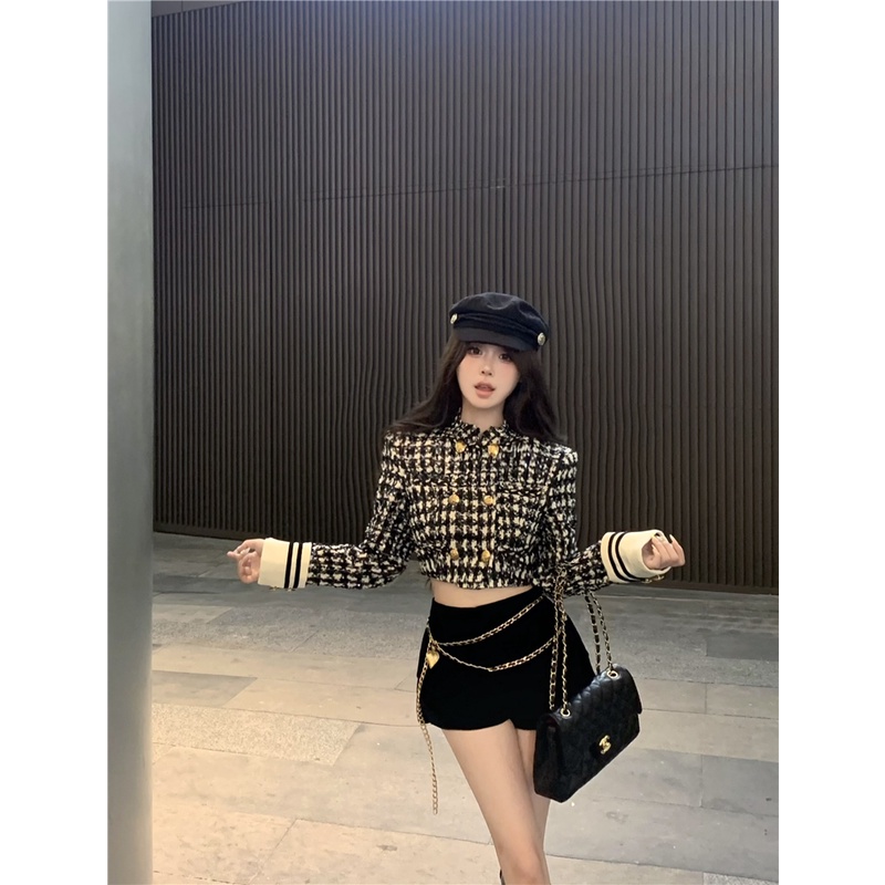 Lisynn Áo Khoác Nhung Ngắn Phối Màu Đen Trắng Thời Trang Cao Cấp Cho Gia Đình