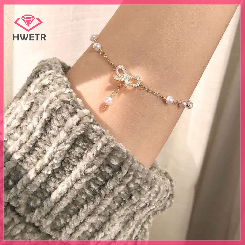 Hwtr Vòng Tay Đính Pha Lê Hình Nơ Thời Trang Cho Nữ Mới