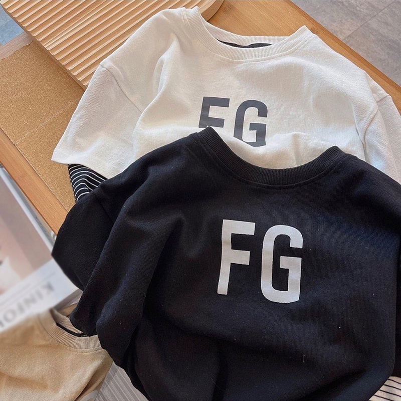 Áo Thun cotton Giả Hai Lớp Tay Dài Màu Trơn In Chữ Thời Trang Mùa Thu Hàng Mới Dành Cho Trẻ Em