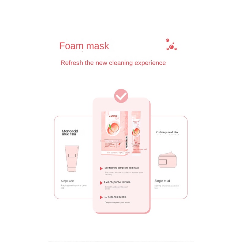 Mặt Nạ Bong Bóng Tinh Chất Quả Đào Axit Hyaluronic Dưỡng Ẩm Làm Sáng Và Sạch Sâu Cho Da