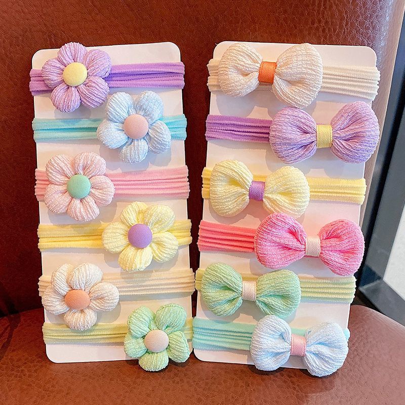 Dây Buộc Tóc Cao Su Co Giãn Không Đau Hình Hoa macaron Cho Bé