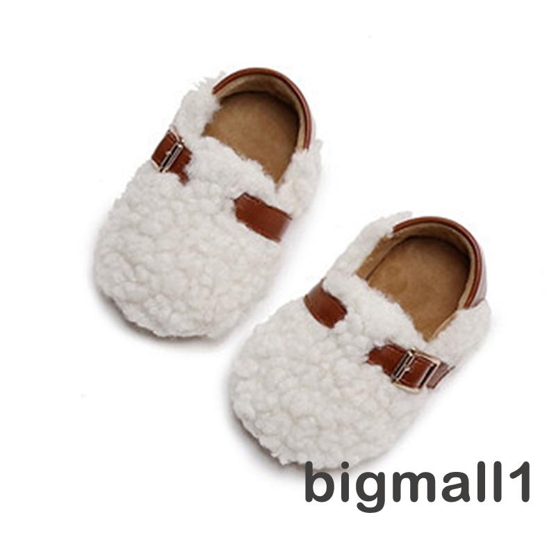 Bigmall Giày Lông Cừu Đế Mềm Chống Trượt Mùa Đông Cho Bé Gái