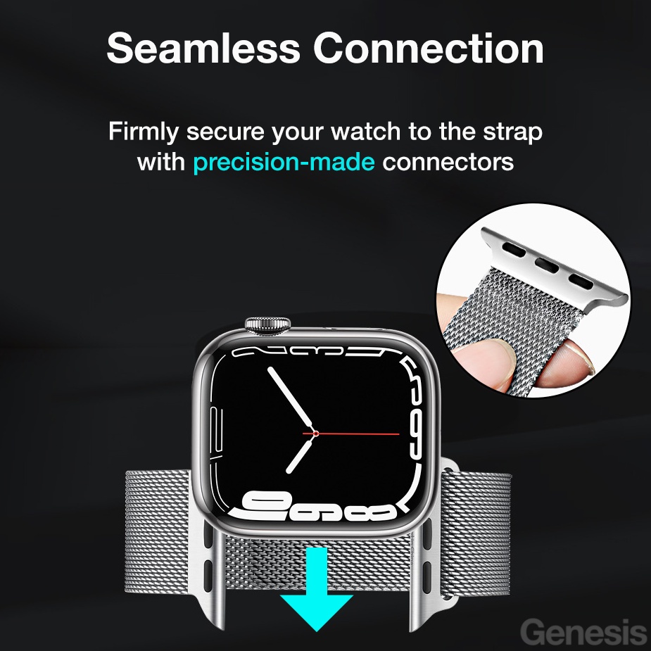 Genesis Dây Đeo Đồng Hồ Bằng Kim Loại Dành Cho apple watch series 9 8 ultra 7 se 6 5 4 3 49mm 45mm 44mm 41mm 40mm