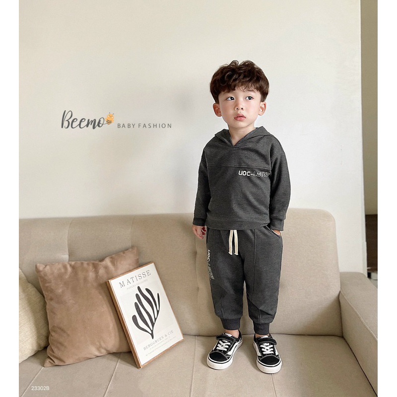 SET BỘ HOODIE NỈ DA CÁ IN CHỮ CHO BÉ