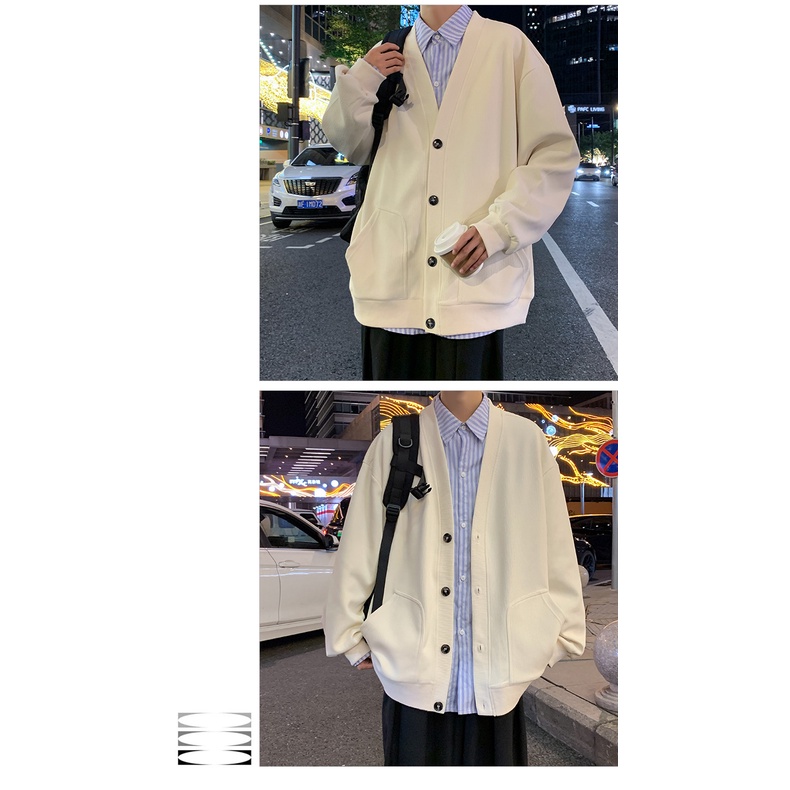 Áo Khoác cardigan Dệt Kim Cổ Chữ v Màu Trơn Thời Trang Mùa Thu Cho Nam