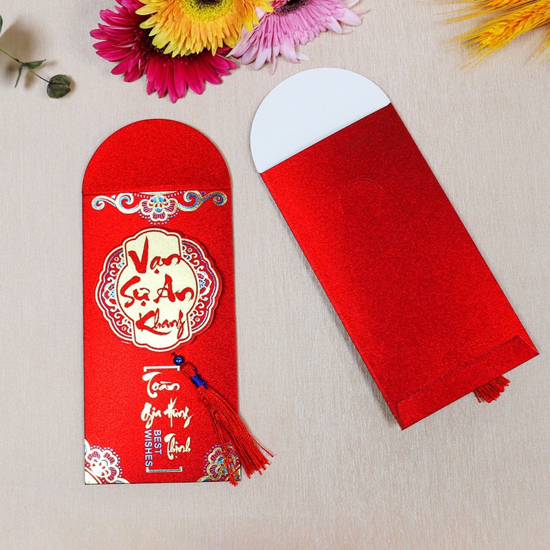 BAO LÌ XÌ ÁNH NHŨ KIM TUYẾN, câu chúc cát tường, mẫu mã sang trọng