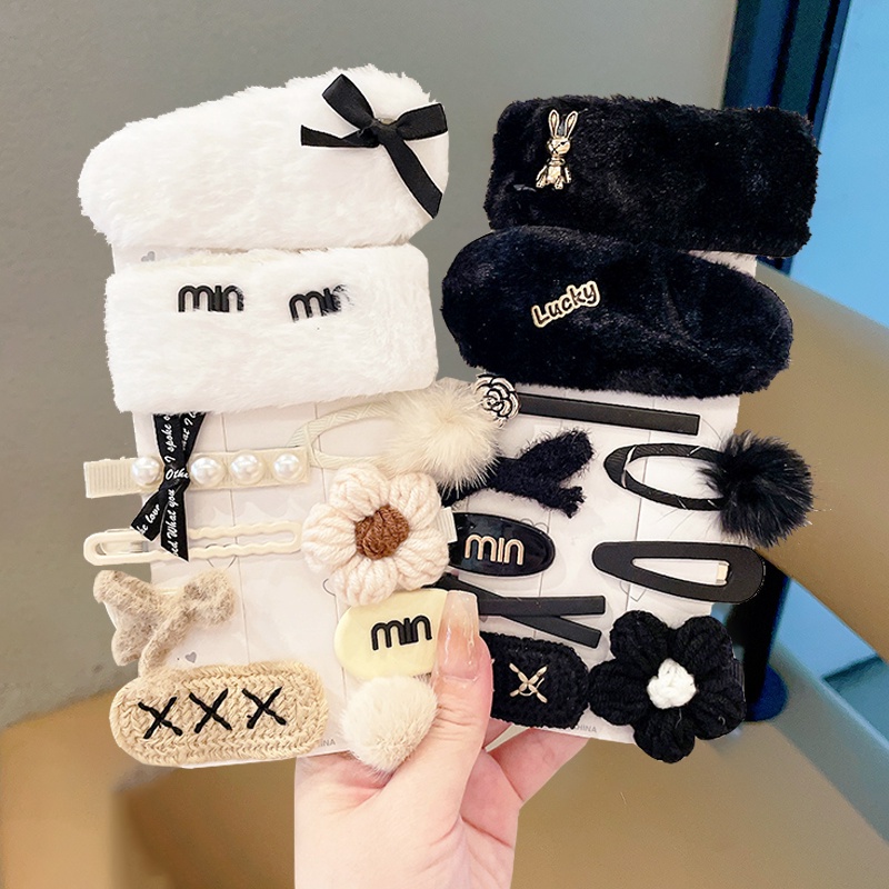 Set 14 Kẹp Tóc Mái Lông Dễ Thương Thời Trang Hàn Quốc Cho Bé Gái