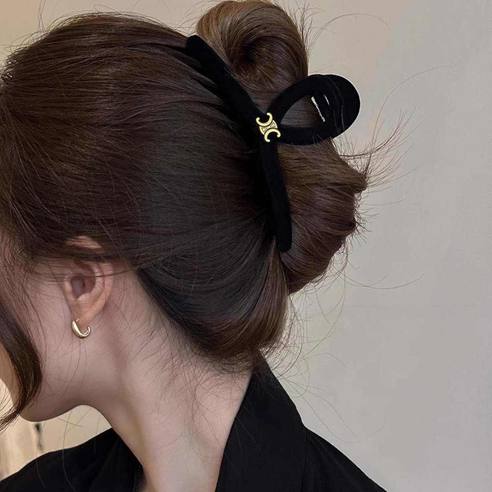 Đen Kẹp Tóc Hình Cá Mập Bằng Nhung Thời Trang Dành Cho Nữ