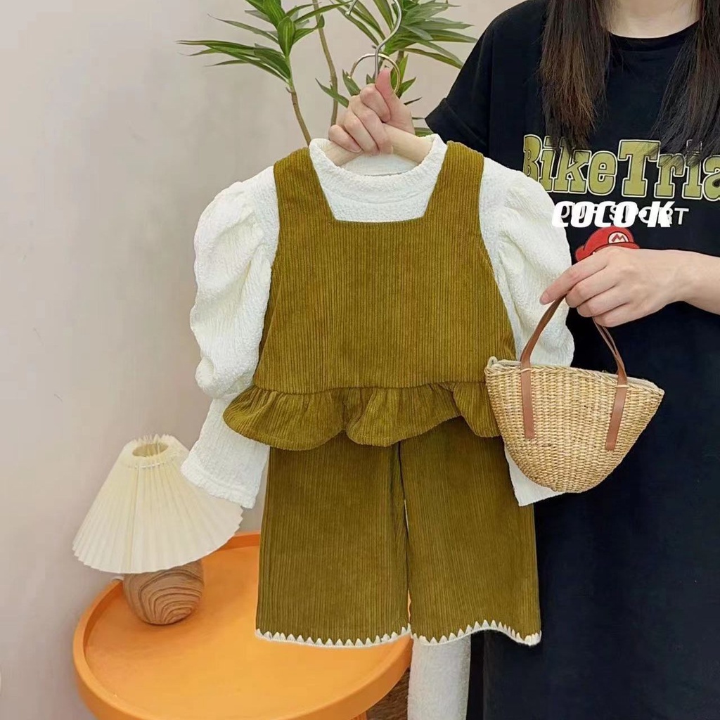 Bộ Áo Sơ Mi Tay Dài + Áo Khoác vest + Quần Dài Phong Cách Hàn Quốc Thời Trang Thu Đông Cho Nữ