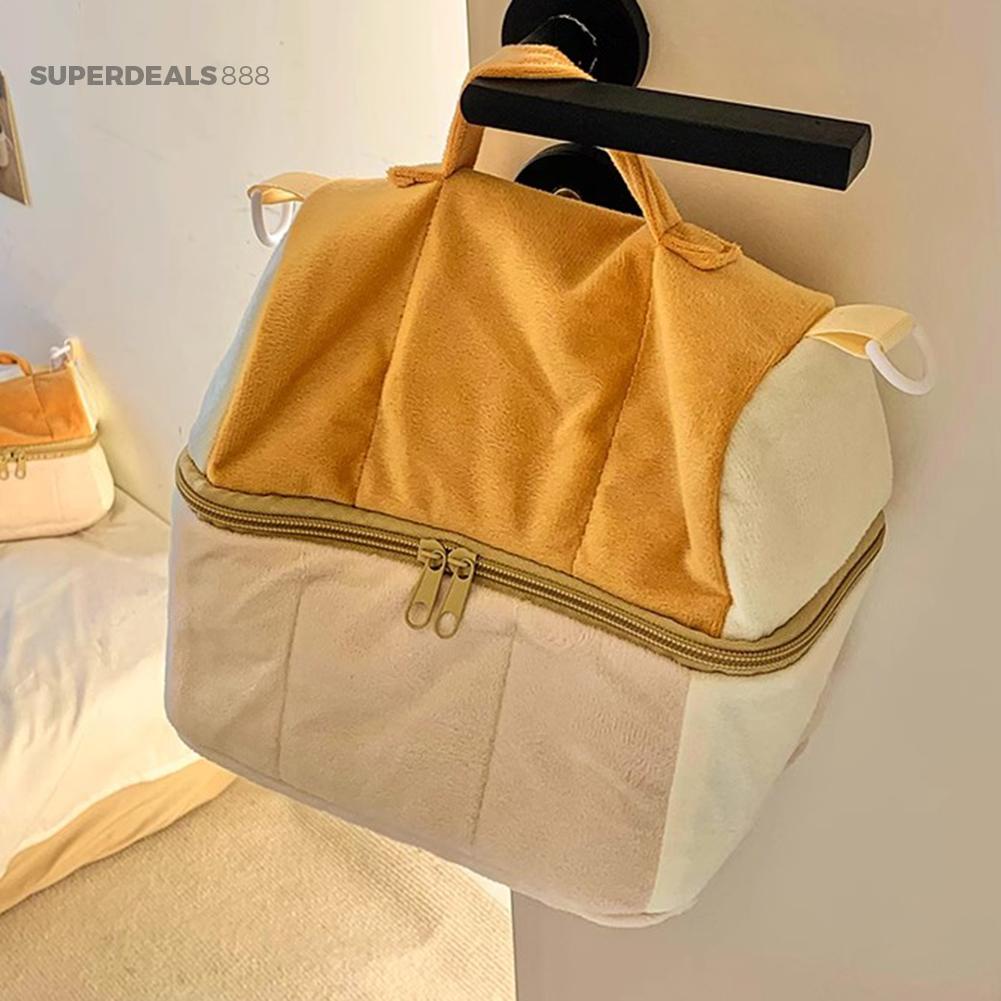 Túi Đựng Đồ Trang Điểm Hình Bánh Mì Bằng Vải Bông Sức Chứa Lớn Dành Cho Nam Nữ