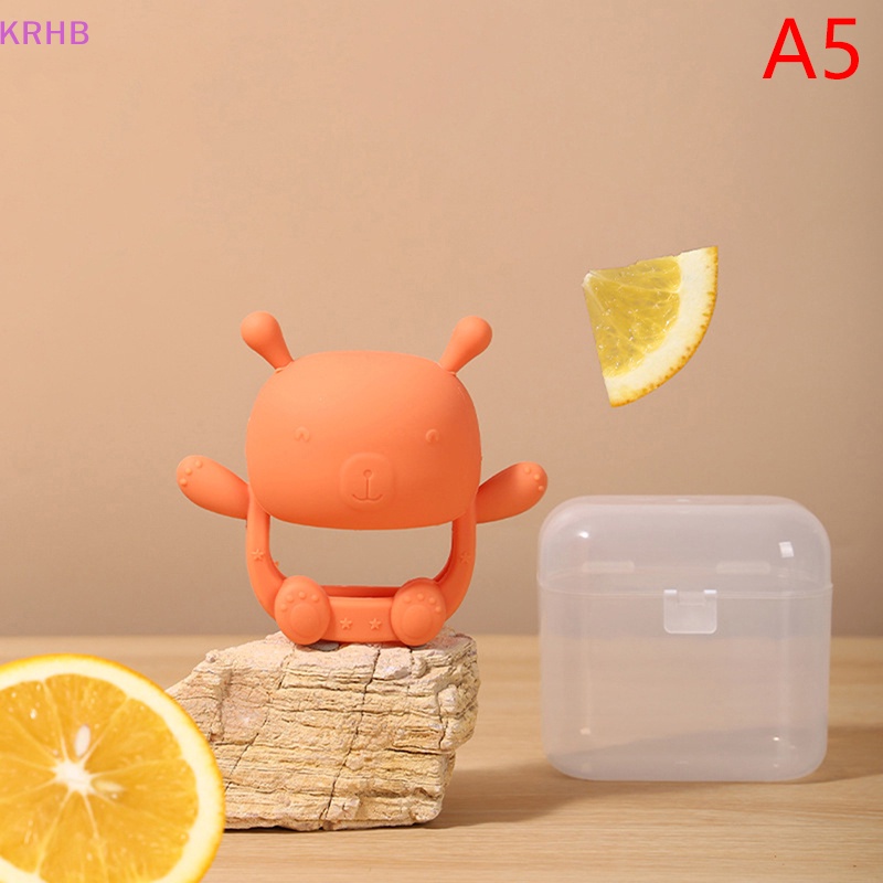 Găng Tay silicone Hình Gấu krhb Chống Sưng Tay ​Đồ Chơi Gậy Chống Bẹp Đầu Mọc Răng Cho Bé Mới