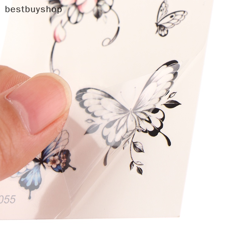 1 Tấm Hình Xăm Dán Tạm Thời Hình Hoa Bướm 3d Chống Nước Mới