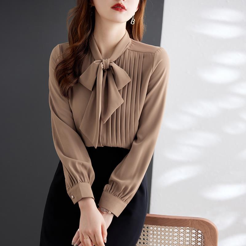 Áo Sơ Mi Vải Voan Thắt Dây Phong Cách Hàn Quốc Thời Trang Mùa Thu Cho Nữ