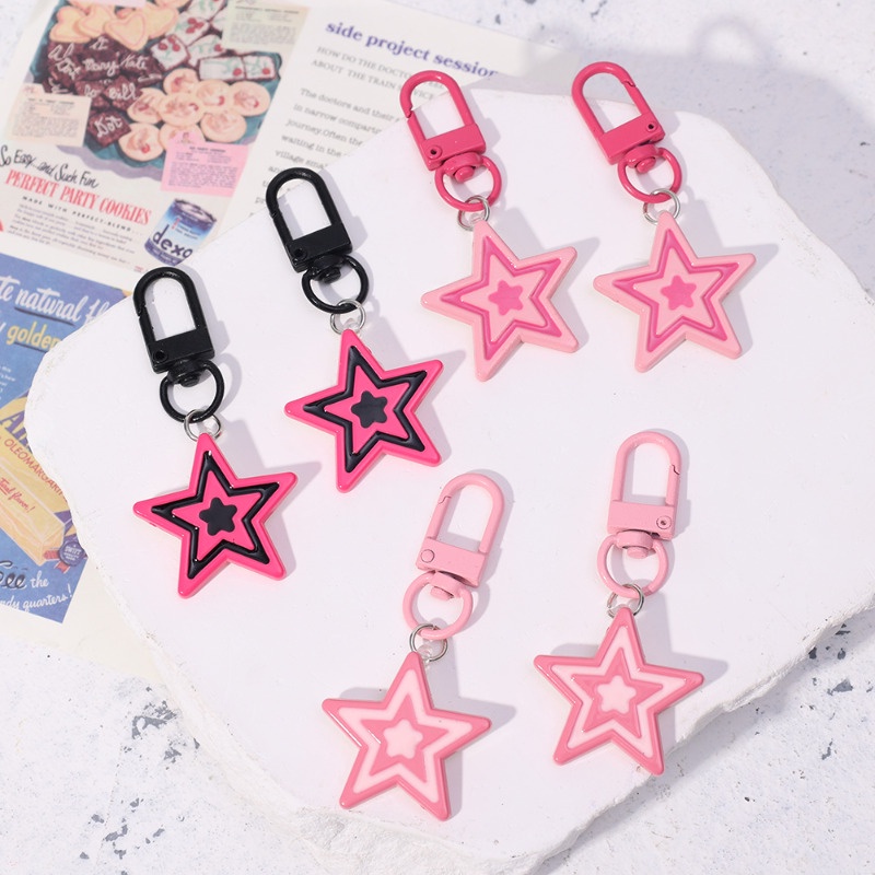 Rose pink Búp Bê barbie Năm Cánh / Móc Khóa Kim Loại mini / Mặt Dây Chuyền dopamine Thời Trang Ngọt Ngào Và Cá Tính Trang Trí Ba Lô Cặp Đôi