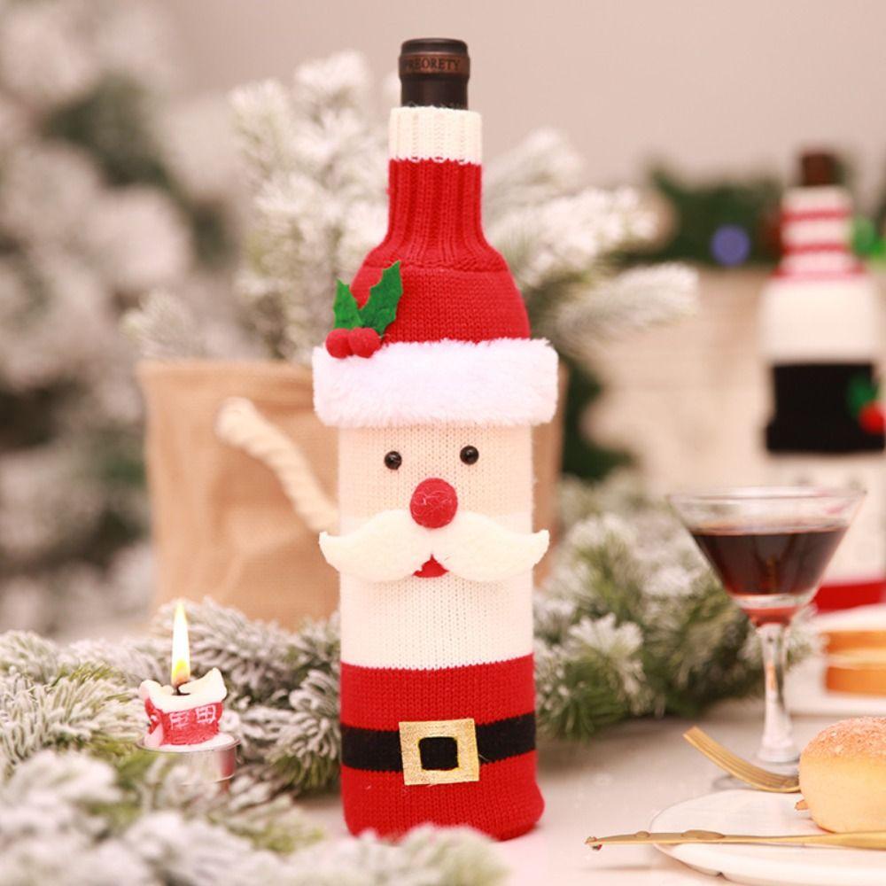 Pinou Vỏ Bọc Chai Rượu Vang Đỏ Hình Ông Già Noel Sáng Tạo Để Bàn Trang Trí