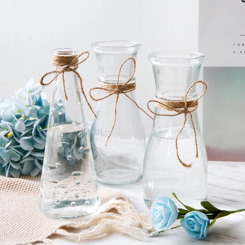 Bình thuỷ tinh decor phong cách vintage - tặng kèm dây gai trang trí