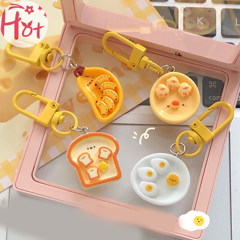 Jr Móc Khóa Hình Bánh Mì Trứng / Chuối Hoạt Hình Sáng Tạo