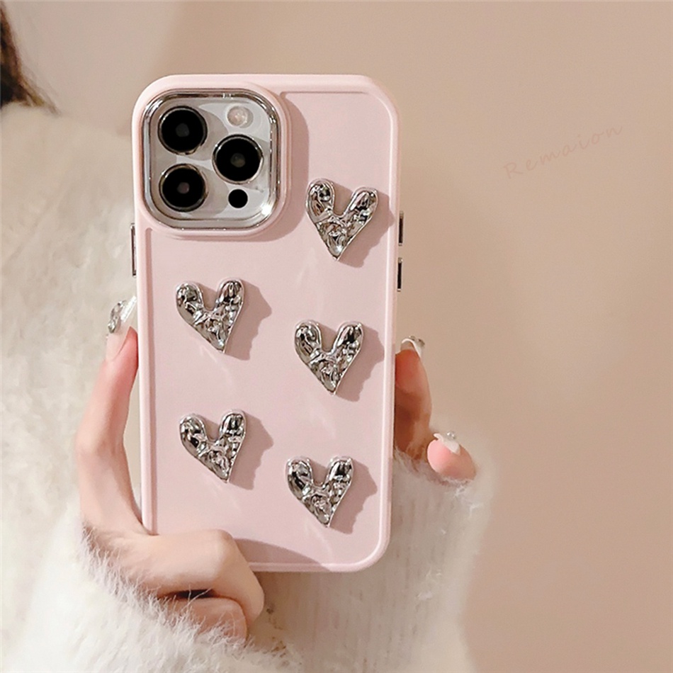 Điện Thoại Ốp Điện Thoại Silicon Mềm Mặt Nhám Hình Trái Tim 3d iphone 15 11 12 13 14 pro max 7 8 + 11pro x xr xs max se 2020 2022 15pro 14pro