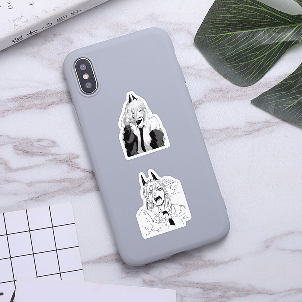 100 Miếng Dán Trang Trí Mũ Bảo Hiểm / Bút Chì Hình anime Màu Trắng Đen