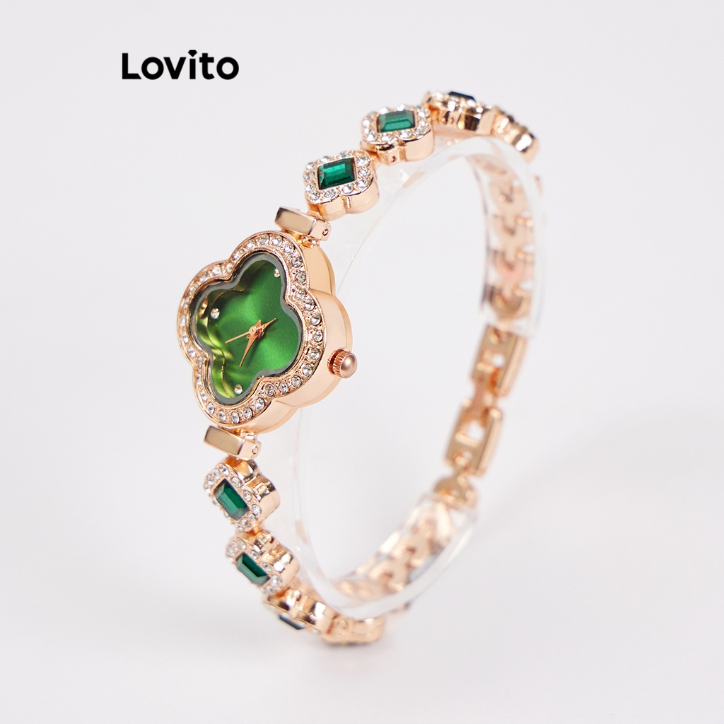 Đồng hồ thạch anh Lovito màu trơn đơn giản thường ngày cho nữ L66AD055