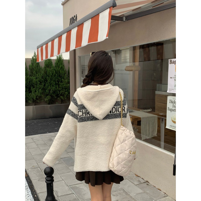 Áo Khoác Có Nón Phối Khóa Kéo In Chữ 23 Thời Trang Thu Đông Mới