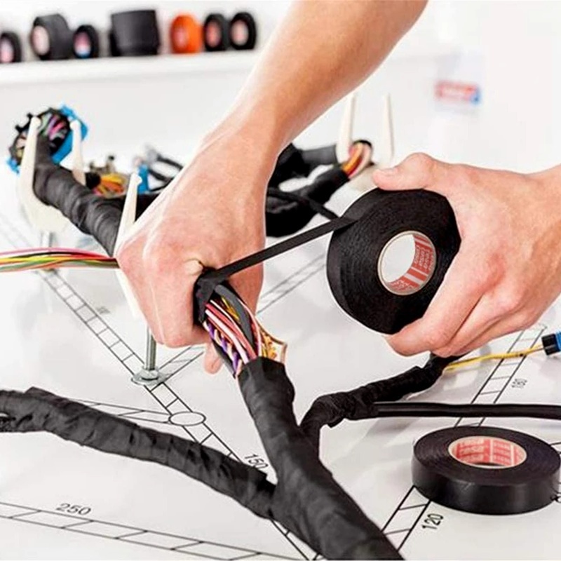 Băng Keo Vải Nỉ Cách Nhiệt Màu Đen 15m Chống Thấm Nước Thông Dụng Bảo Vệ Dây Điện Cho Xe Hơi