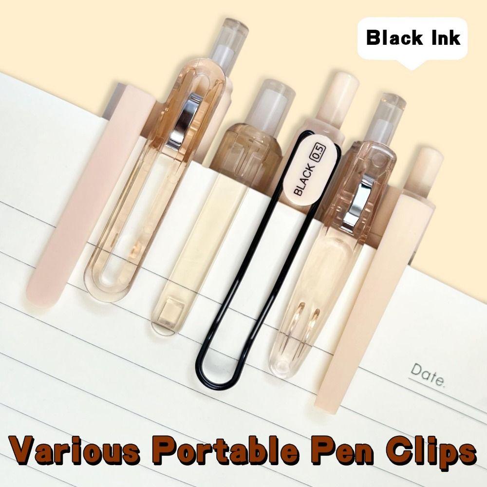 Avocapp Set 7 Bút Mực gel Ngòi Nhọn 0.5mm Màu Nâu / Đen Nhanh Khô Tiện Dụng Cho Văn Phòng / Gia Đình