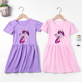 Đầm In Hình Hoạt Hình Ngựa pony Lấp Lánh Thời Trang Mùa Hè Dành Cho Bé Gái