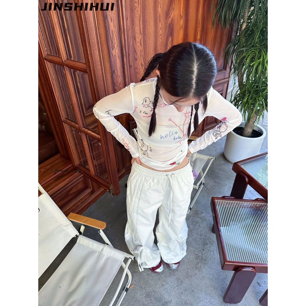 JINSHIHUI áo phông áo thun nữ croptop baby tee Cute Popular Vintage xu hướng WMY2392ZX8 42Z231019