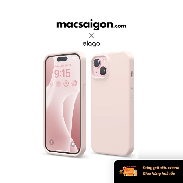 Ốp lưng iPhone 15 Plus elago Soft Silicone Case - Màu Lovely Pink 