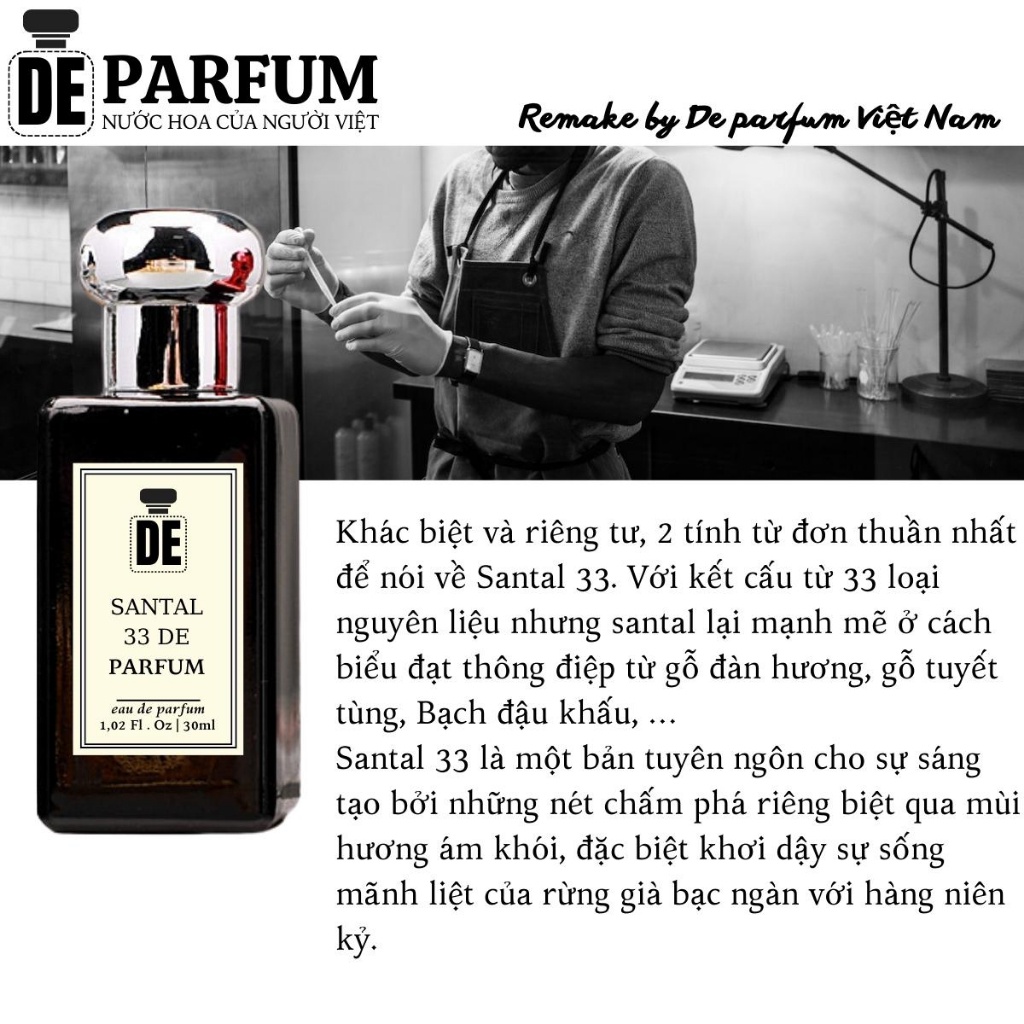 Nước hoa Santal 33 De Parfum chính hãng 30ml thơm lâu hương gỗ mạnh mẽ cá tính