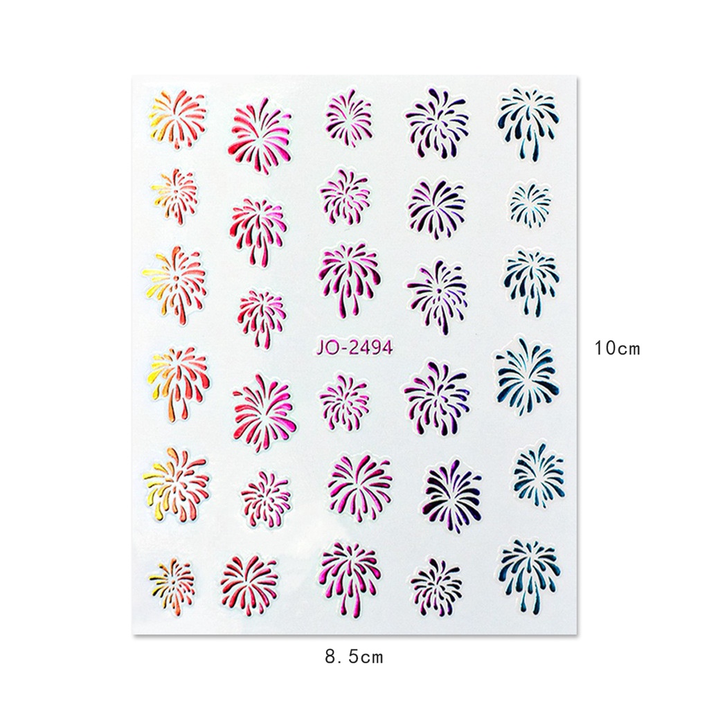 Sticker Dán Móng Tay Nghệ Thuật Họa Tiết Pháo Hoa Nhiều Màu Sắc