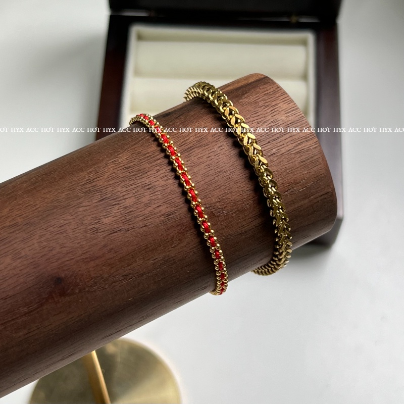 Vòng Tay Thép Titan Bện Dây May Mắn Cho Nữ