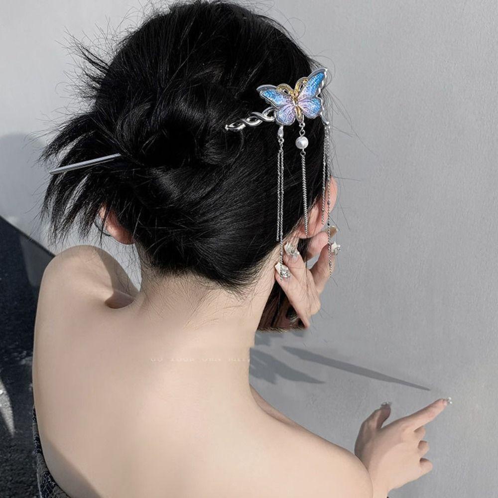 Mxbeauty Trâm Cài Tóc Kim Loại Hình Bướm Phong Cách Trung Hoa Cổ Điển Cho Nữ