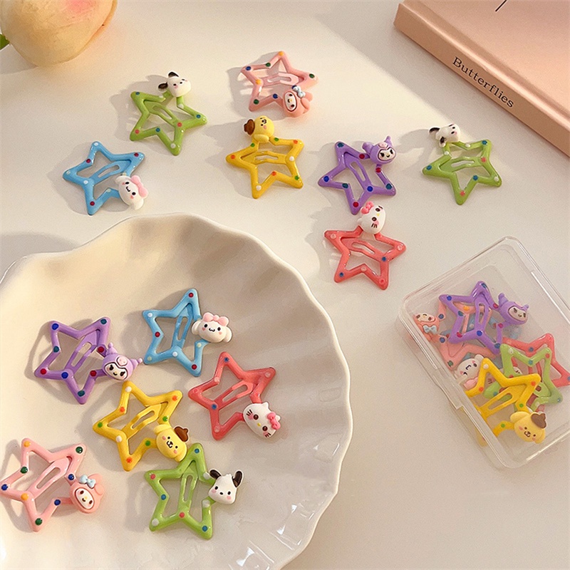 SANRIO 1 Kẹp Tóc Da Hình Chú Chó cinnamon Hoạt Hình Đáng Yêu Thời Trang Thu Đông Dành Cho Bé Gái